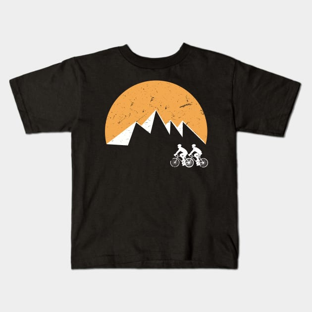 Retro Vintage Bicyclist Art Kids T-Shirt by SiGo